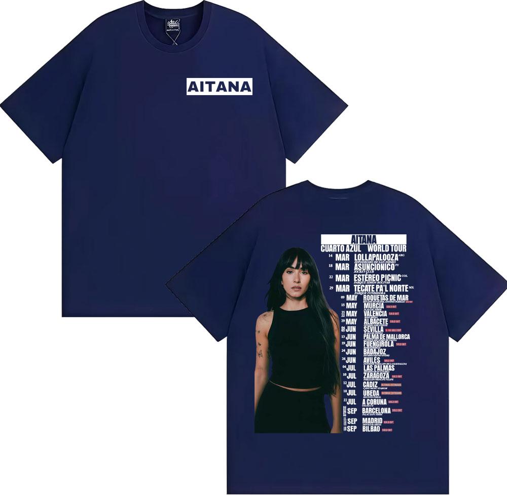 Aitana Cuarto Azul Wdrld Tour 2026 Tshirts Men Women Hip Hop Hipster High Street T Shirt Casual 100 Cotton Short Sleeve Tshirt