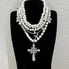 Personalized Multi-Layered Pearl Cross Pendant Necklace Clavicle Chain For Women Temperament Jewelry Accessories Gifts