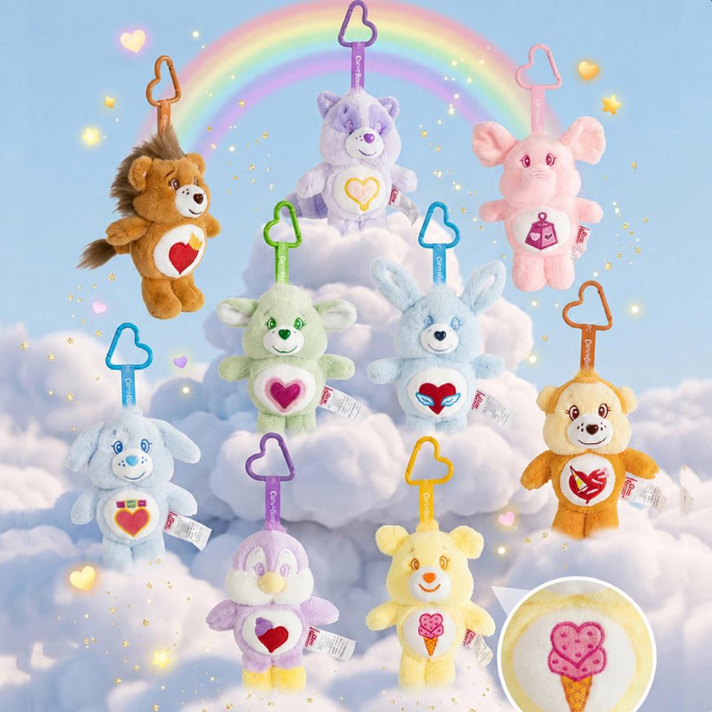 Care Bears Cousins Mini Plush Keychain 15cm Adorable Bear Figure Bag Charm Fluzzy Stuffed Doll Pendant Backpack Decor Gift Festi