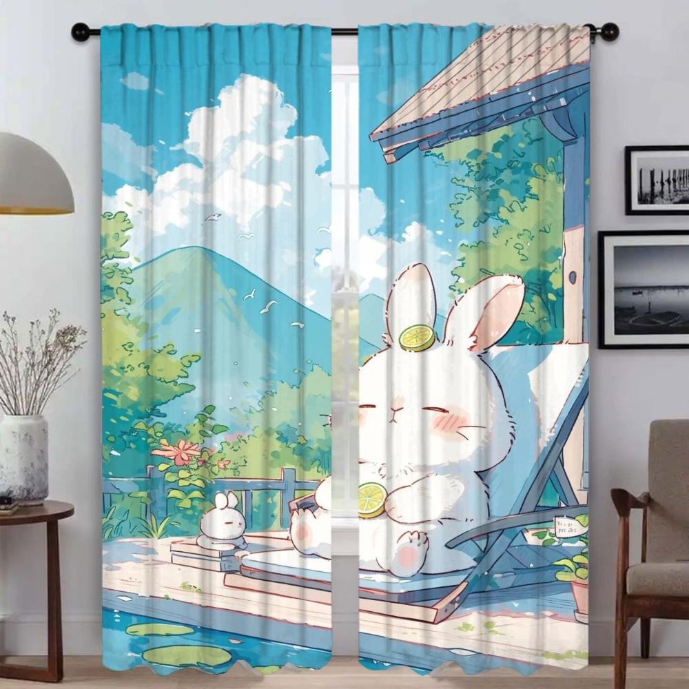 Good Morning Curtains Child Room Living Room Curtain Halloween Decoration Tulle for Bedroom Partition Shades Curtains 2 Pieces