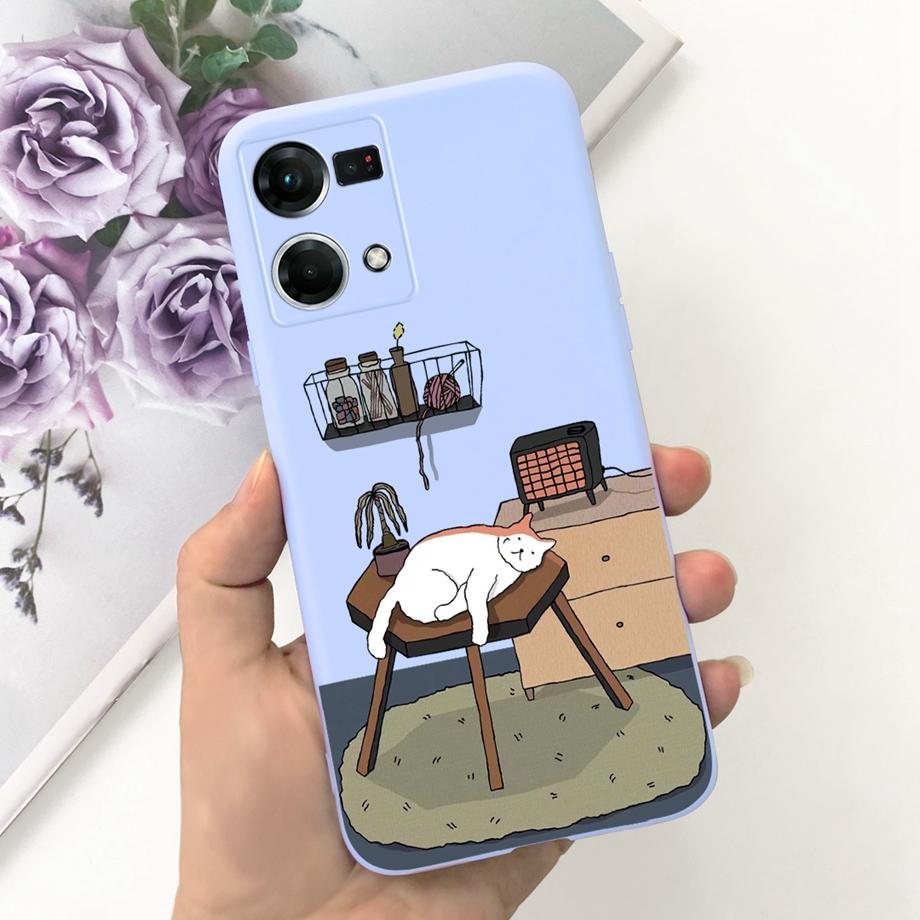 For Cover Reno 7 4G Case Shockproof Soft Silicone Phone Cases For OPPO Reno 7 Global CPH2363 Reno7 4G Back Cover Fashion Cat