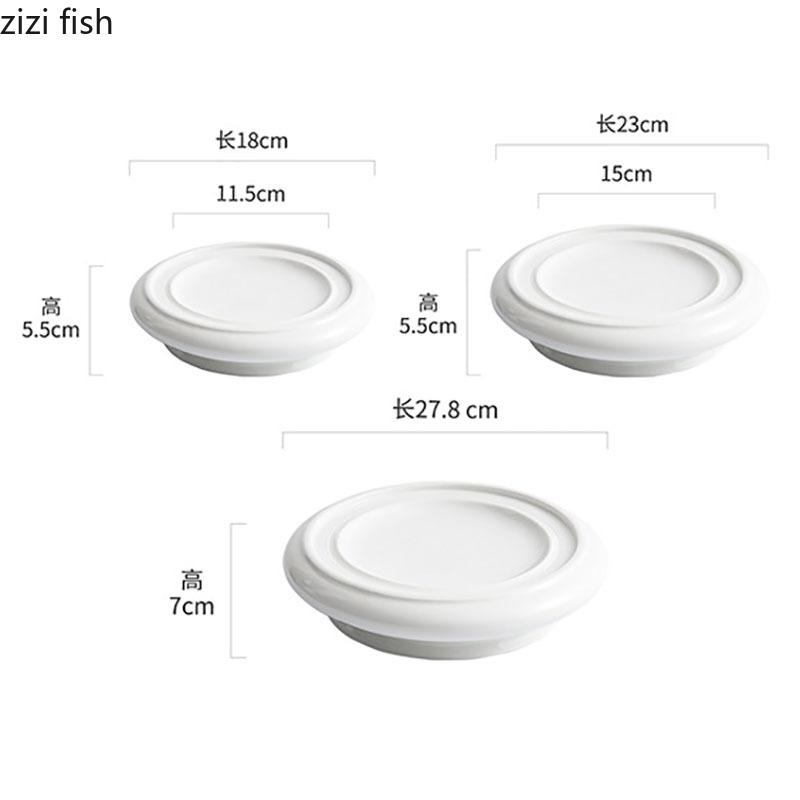 Pure White High Legged Ceramic Dining Plate Dessert Plate Sushi Salmon Plate Restaurant Molecular Cooking Creative Tableware