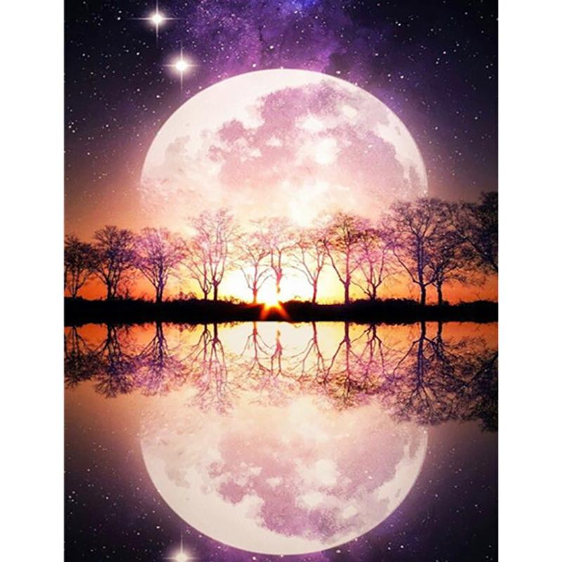 DIY Лунный пейзаж 5D алмазная живопись полный круглый дрель пейзаж Алмазная вышивка наборы крестиков мозаика настенное искусство домашний декор