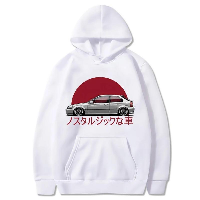 Men Nostalgic Car Hoodie Jdm Comic Printing Tracksuit Print Unisex Streetwear Hip Hop Autumn Winter Fashion Hip Hop Tops