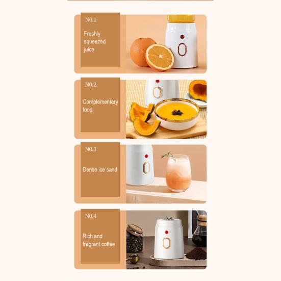 Portable Juicer Blender 450ML BPA-Free Mini Smoothie Maker with Travel Cups Cordless Rechargeable Juicing Cup for Ice Crushing Food