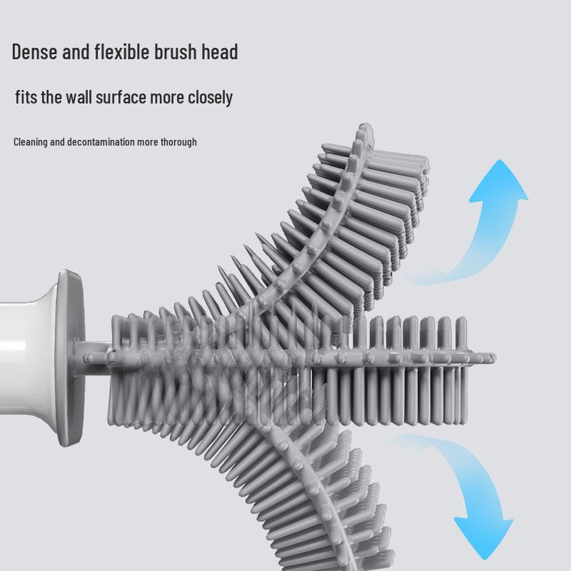 Роскошный силиконовый настенный набор туалетной щетки с подставкой, длинной ручкой, в стиле легкой роскоши