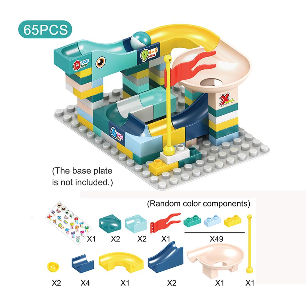 65 шт./компл. мраморный гоночный блок, совместимые с Duploed, строительные блоки, пластиковые воронкообразные слайды, сборные кирпичи «сделай сам», классические опорные пластины