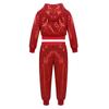Kids Boys Girls Sparkly Sequins Long Sleeve Hip Hop Jazz Street Dance Costumes Long Sleeve Hooded Jacket Pants Set
