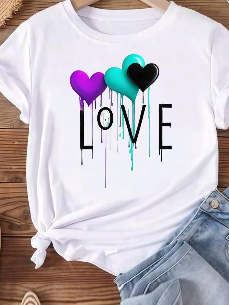 (Asian Size) Women Tee Top Clothing Casual Leopard Letter Trend Short Sleeve T Shirt Fashion Printed Lady Female Graphic T-shirts