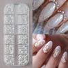 Round White Simulation Pearls Nail Beads Nail Charms 12 Grids Beads Nail Jewelry Half Round Flat Pearls DIY Nail Art Decor