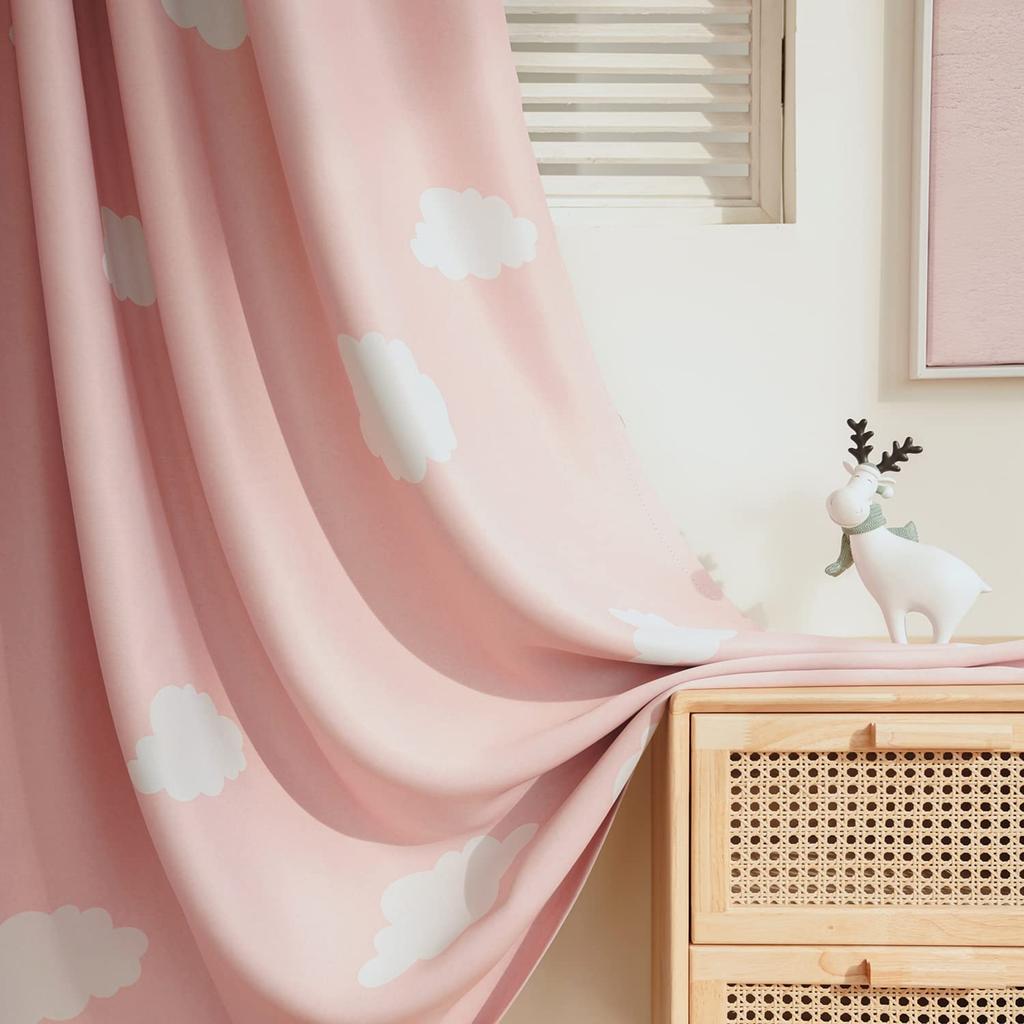 Милые белые шторы-облака для затемнения, термоизоляции, идеально подходят для комнат и набор 150 см шириной x 130 см длиной, детские комнаты, шторы, трехслойное плетение,