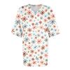 Women's T Shirt Tee Printed Women's Shirts V Neck Short Sleeve Button Up Tunic Tops Blouse