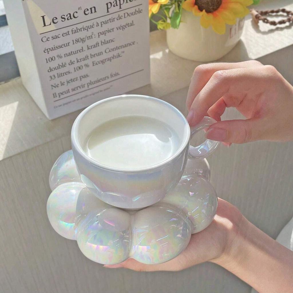 Ceramic Mug Cute Cloud Decorative Plate Coffee Cup Set Creative Ceramic Cup Gift Modern Living Room Home Decoration