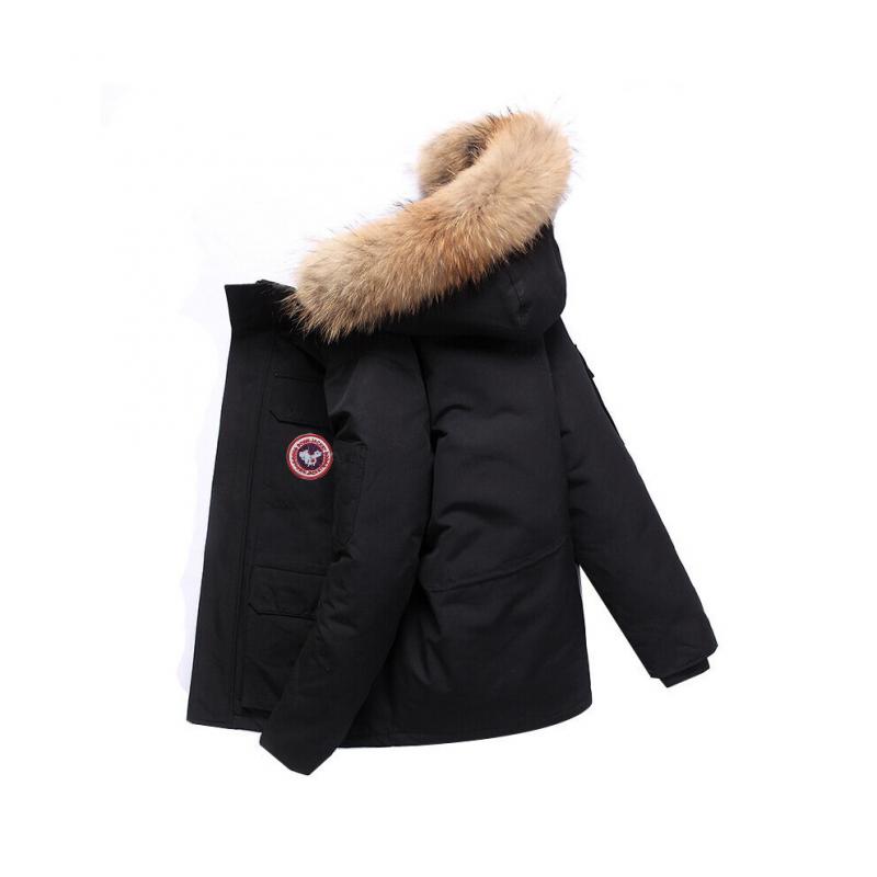 Winter New Men's Large Fur Collar Down Jacket Short Section Workwear Outdoor Padded Thickened Jacket