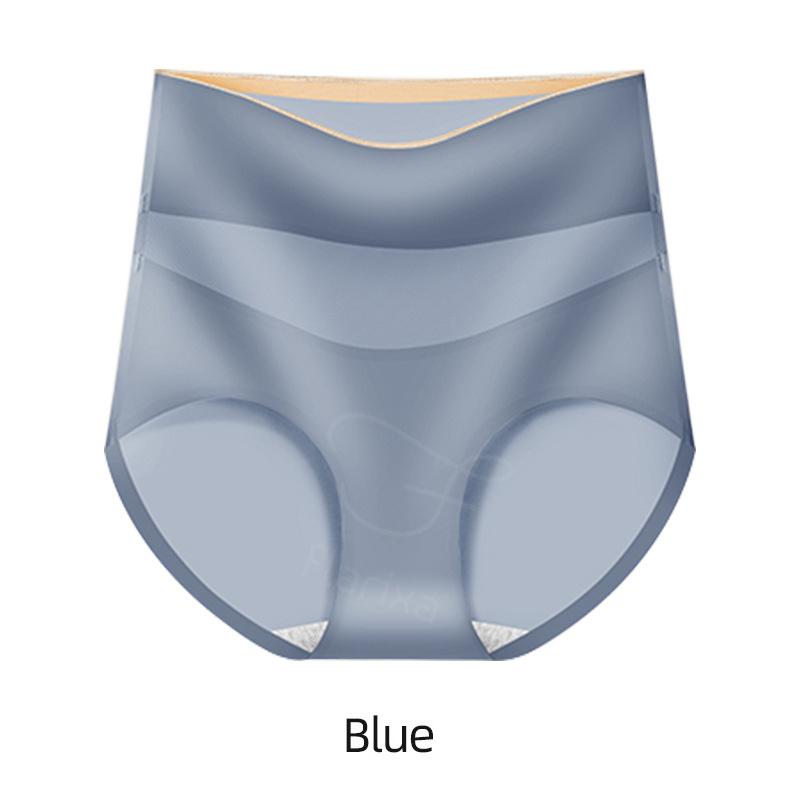 Flarixa Women High Waist Seamless Panties Breathable Ice Silk Underwear Elastic Tummy Shaping Briefs Lace Transparent Underpants