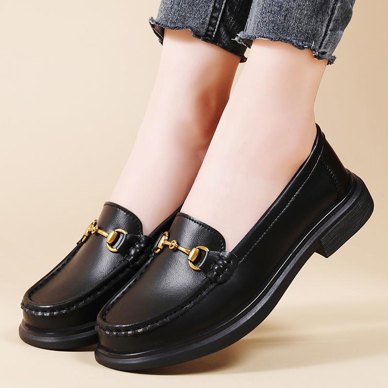 Женские мокасины, классические деловые туфли для офиса, повседневные черные кожаные туфли