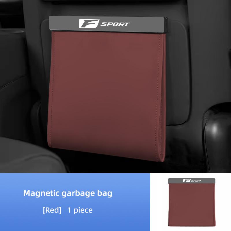FIQK8 For Lexus IS250 RX350 LX570 LX600 GX470 RX330 Seat Back Storage Bag Magnetic Open PU Leather Garbage Trash Bin Pocket Organizer