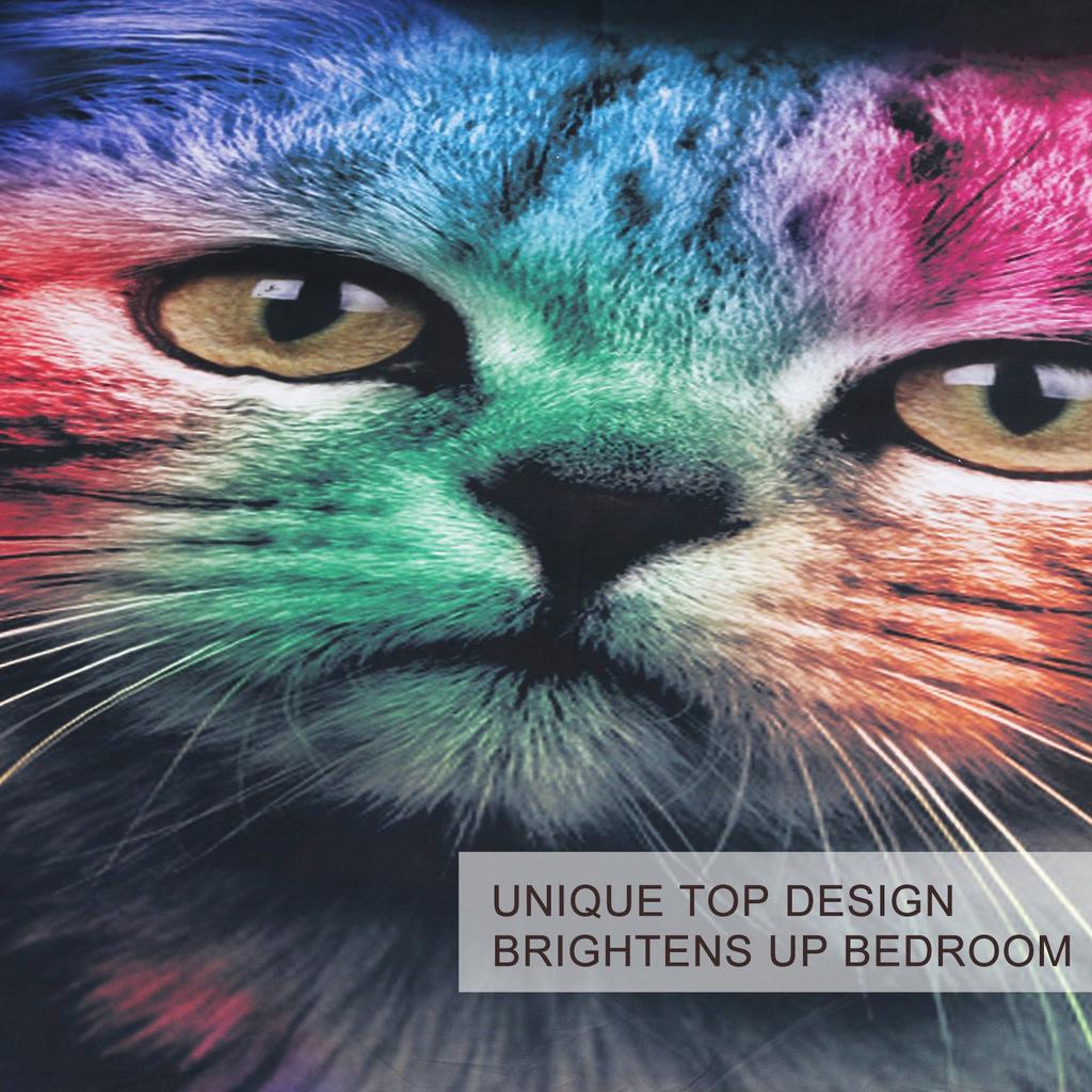 Cute Colored Cat Bedding Three-Piece Quilt Cover