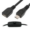 Cablecc Micro USB Switch Cable with Power Switch Micro Male To DC for Desk Lamps and Fan Cameras 2.0 On/Off Button, 5-Pin Female, 5V,