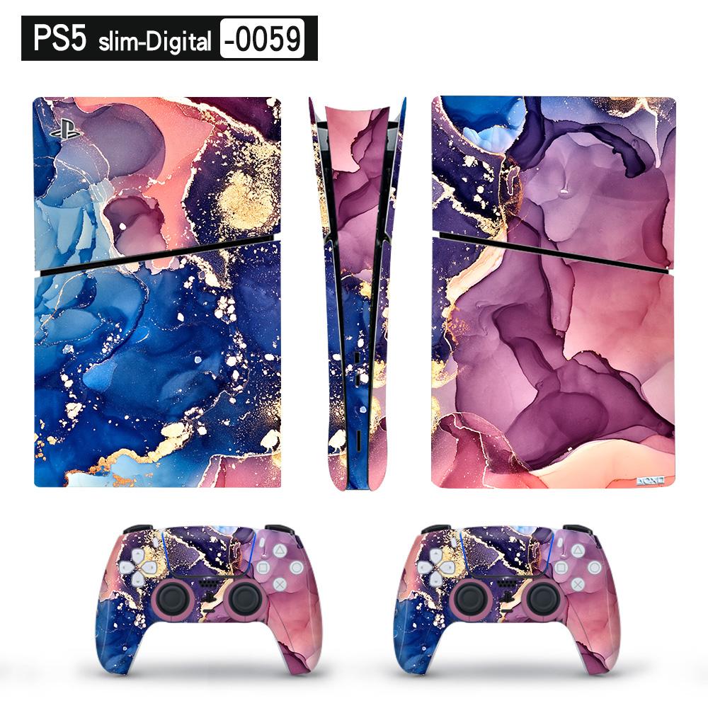 Художественная виниловая наклейка для тонкой цифровой консоли PS5 и 2 контроллеров, наклейка