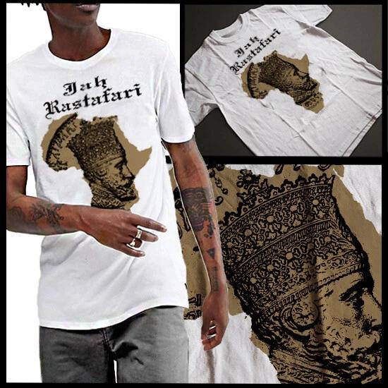King Haile Selassie I T-Shirt Jamaican African Reggae and Rastafarian Tee S-3XL