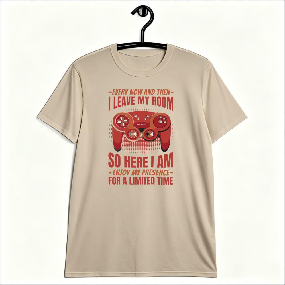 I Leave My Room Funny Gamer Quote Graphic Tshirt Humorous Introvert Gamer Print Short Sleeve Unisex Summer Daily Life Cotton Tops