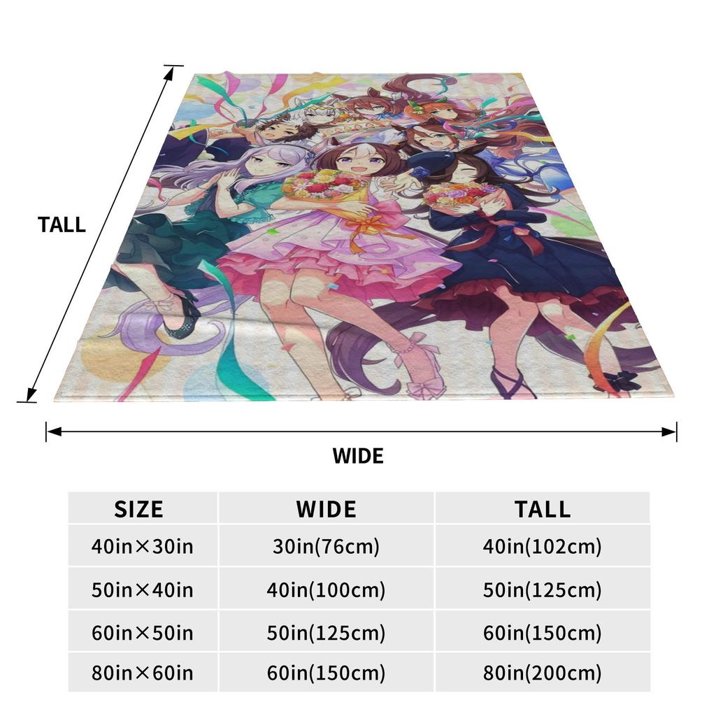 Umamusume Pretty Derby Anime Knitted Blanket Fuzzy Throw Blankets Airplane Travel Portable Ultra-Soft Warm Bedspread