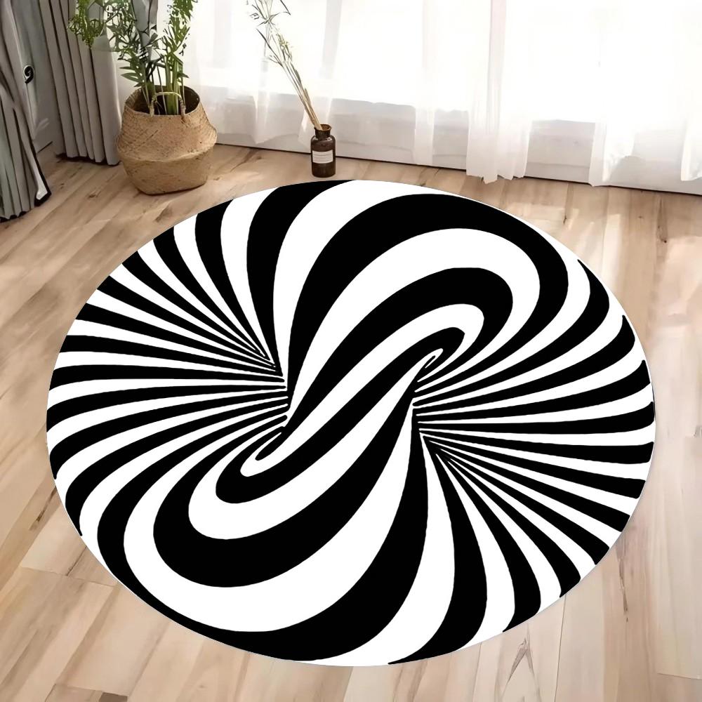 3D Клетчатый Круглый Ковер для Зоны Спальня Кухонный Коврик Стираемый Ковер для Акцента на Пол в Помещении Ковер для Ванной Комнаты для Гостиной Домашнего Офиса Прихожей