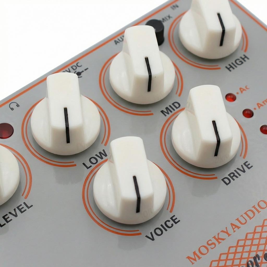 Moskyaudio SUPER AMP 4-в-1 Педаль-симулятор усилителя с эффектами, DI, входом для наушников и AUX для электрогитары и бас-гитары, предусилитель
