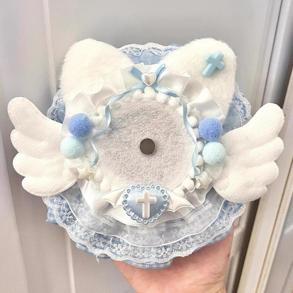 Handmade K-POP Badge Displaying Case Lace Wings Bow DIY Pain Bag Filler Badge Holder  Girls
