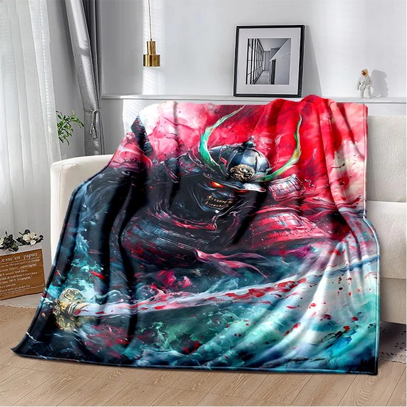 3D Japanese Samurai Bushido Katana Cartoon Game Blanket,Soft Throw Blanket for Home Bedroom Bed Sofa Travel Picnic Cover Kids
