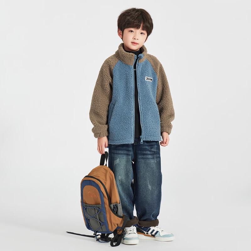 Boys' Winter Stand-Collar Raglan Fleece Jacket