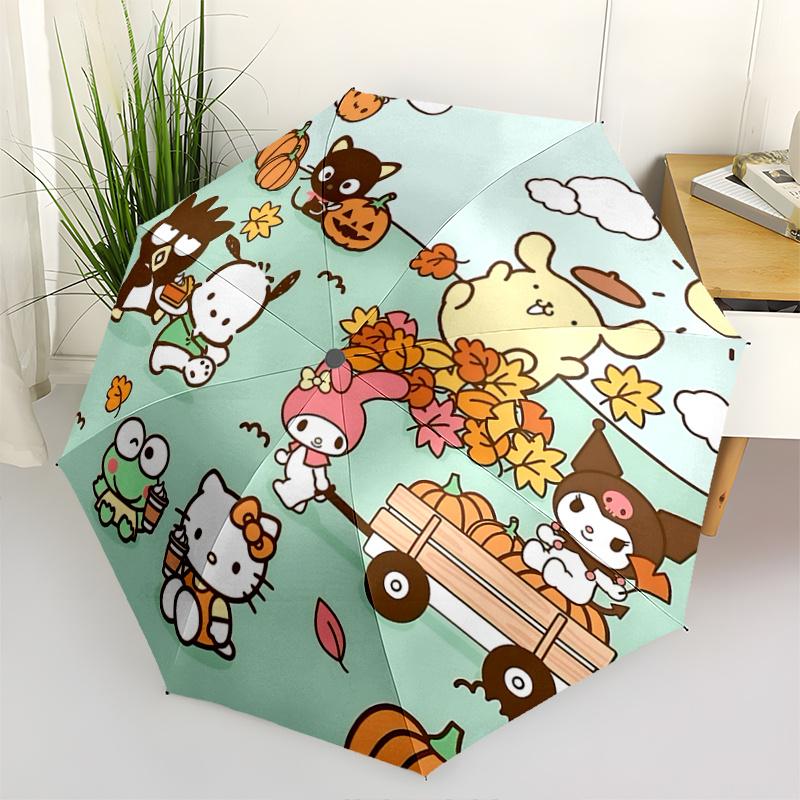 1pc Hello Kitty Autumn Harvest Festival Umbrella - Automatic Opening/Closing, Portable Folding Design, 8-Bone Iron Frame, Outdoor Umbrella, Perfect Gi