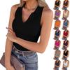Женская летняя мода повседневная однотонная безрукавка с V-образным вырезом облегающая майка