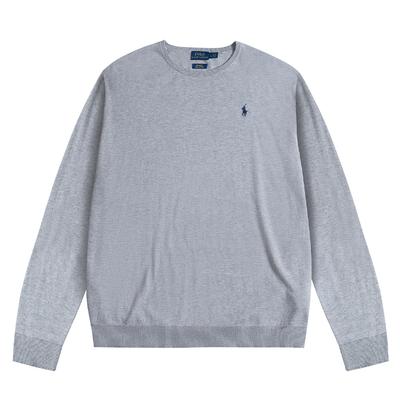 Polo FW23 Трикотажный свитер с вышивкой логотипа Pony, с круглым вырезом и длинными рукавами, женский, серый 211737541-002