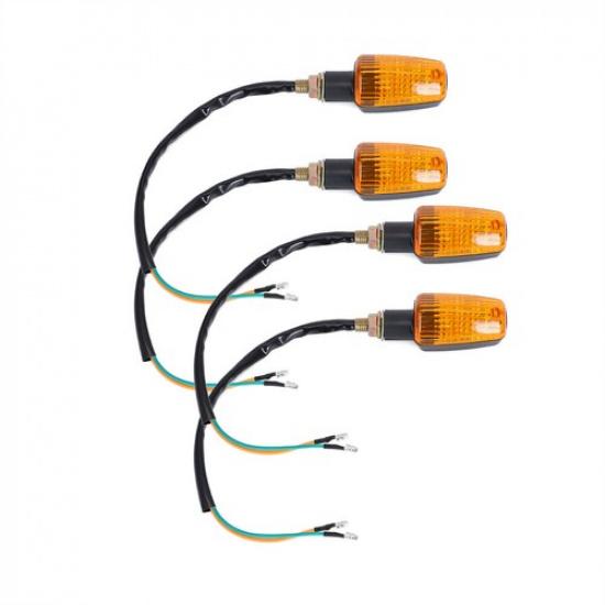 4PCS Motorcycle Turn Signals Blinker Light Black Amber For Yamaha Kawasaki Honda