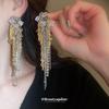 Серебряные серьги-кисточки с бриллиантовой цепочкой и иглами в виде цветка - легкий роскошный дизайн колосков пшеницы для женщин, нишевый преувеличенный стиль