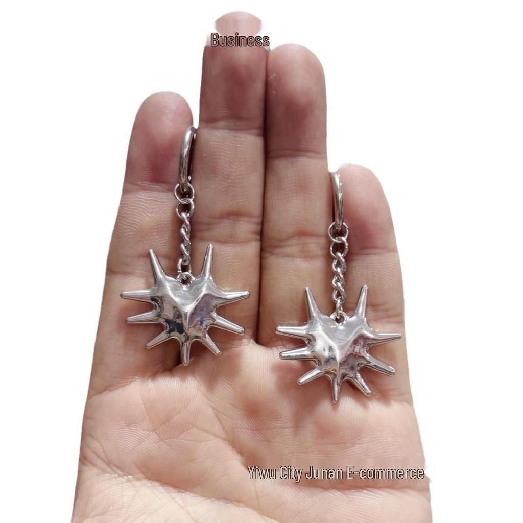 Cross-border Dark Gothic Punk Moth Rivet Heart Cone Thorns Earrings