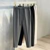 Men Suit Pants Drawstring Elastic Waist Straight Leg Solid Color Loose Formal Business Style Office Wear