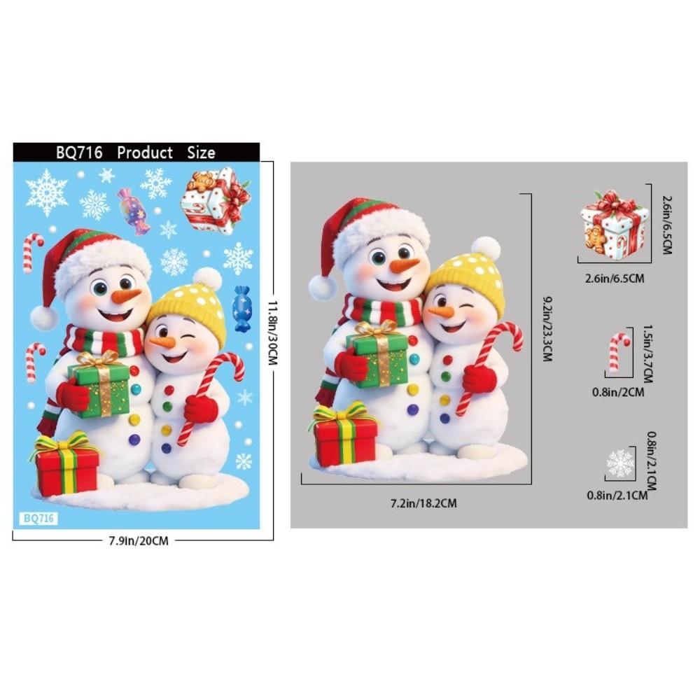 Snowflake Santa Snowman Cartoon Santa Glass Decals Holiday Window Stickers  Window Display