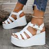 Fashion Roman Style Women's Wedge Heel Sandals Thick Bottom Buckle Strap Gladiator Sandals Woman Summer White Chunky Platform Sandalias