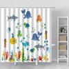 Cartoon Shower Curtain Cute Dolphin Fish Animal Zoo Giraffe Tiger Printing Bathroom Curtains Kids Room Decor Curtain with Hooks