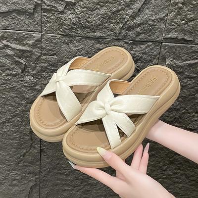 Женские шлепанцы на толстой подошве, новая мода весна-лето 2025, универсальные маффины на платформе, увеличивающие рост, с юбкой, крутые шлепанцы на одно слово