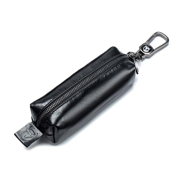 BULLCAPTAIN 100% Genuine Leather Key Case Men Car Key Holder Zipper Keys Case Top Quality Male Man Housekeeper Keys Organizer