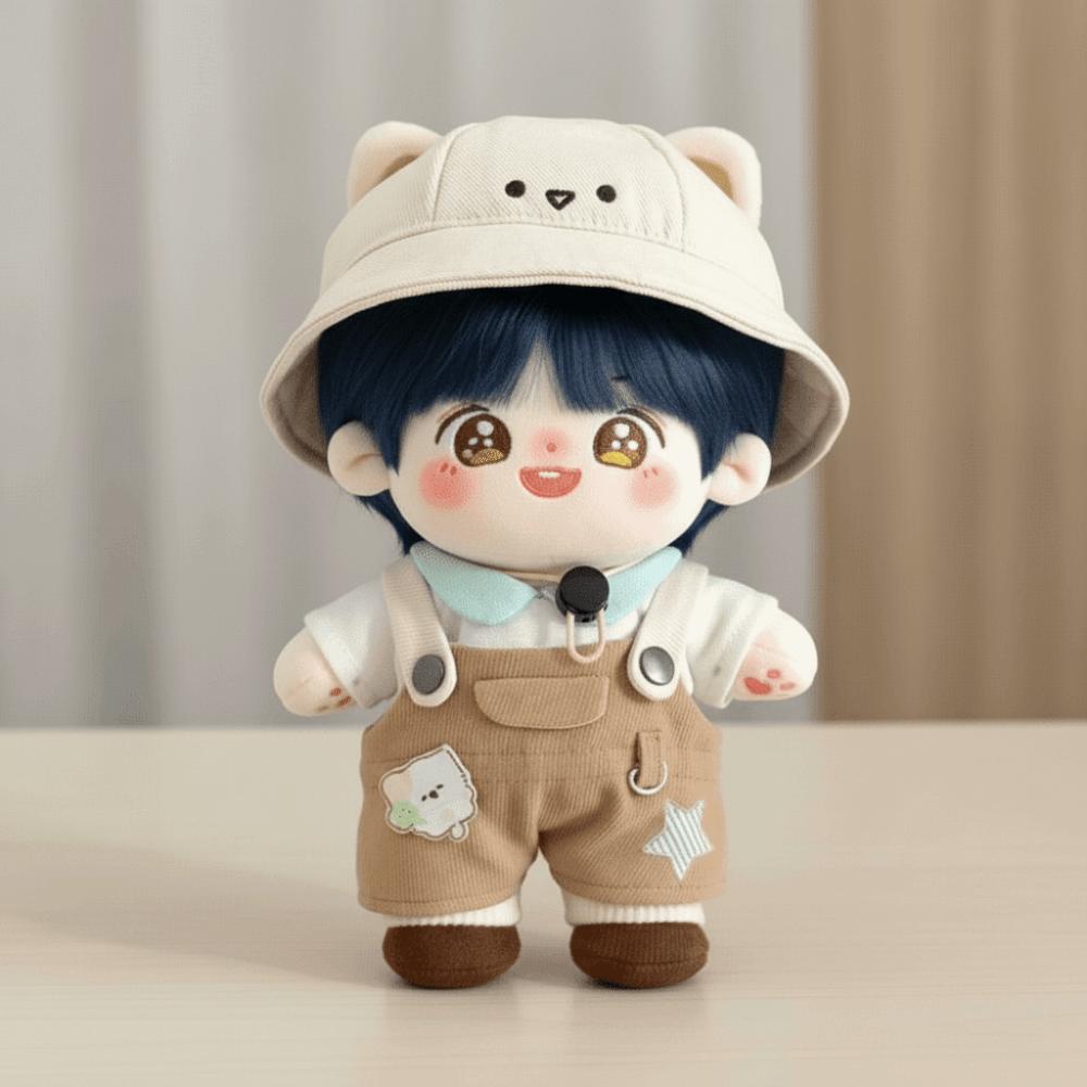 1 set Bear Hat 20cm Cotton Doll Clothes Cartoon Overalls Plush Doll Clothes Doll Accessories