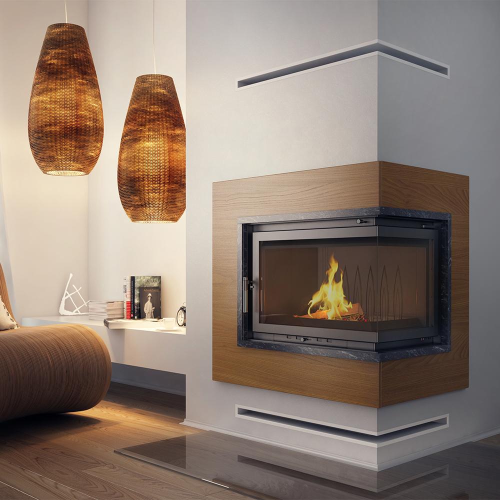 Чугунный камин КРАТКИ ЗУЗИЯ правый 15 кВт Ø 200