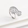 Opening Stainless Steel Gold Plated Botanical Plum Blossom Adjustable Ring Fashion for Woman Five Leaf Flower Jewelry Clover