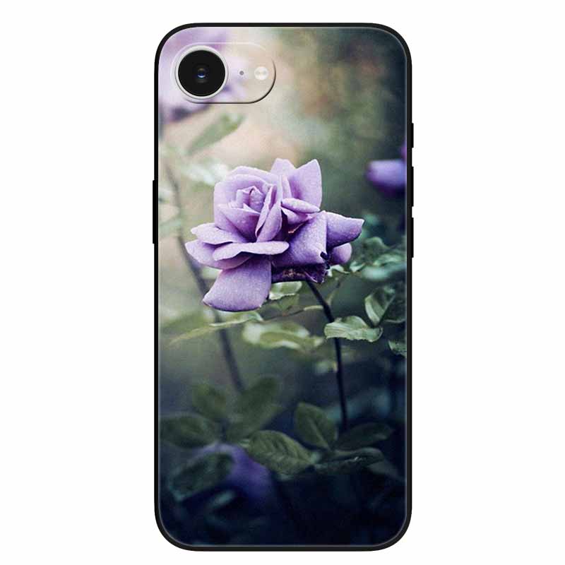 Black Phone Case Cover For Apple iPhone 16e Cases Printed TPU Soft Bumper Shell for iPhone16e 16e 2025 Protection Silicon Covers