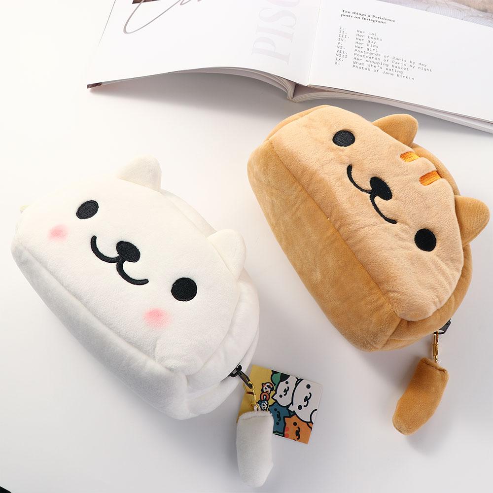 Cartoon Cat Handbook Bag Cat Pencil Bags Stationery Organizer Cosmetic Cases Plush Pencil Bag