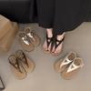 Fashion Women Minimalist Thong Sandals PU Leather Open Toe Ladies Beach Shoes Lightweight Soft for Women Sexy Slippers Sandals Buckle
